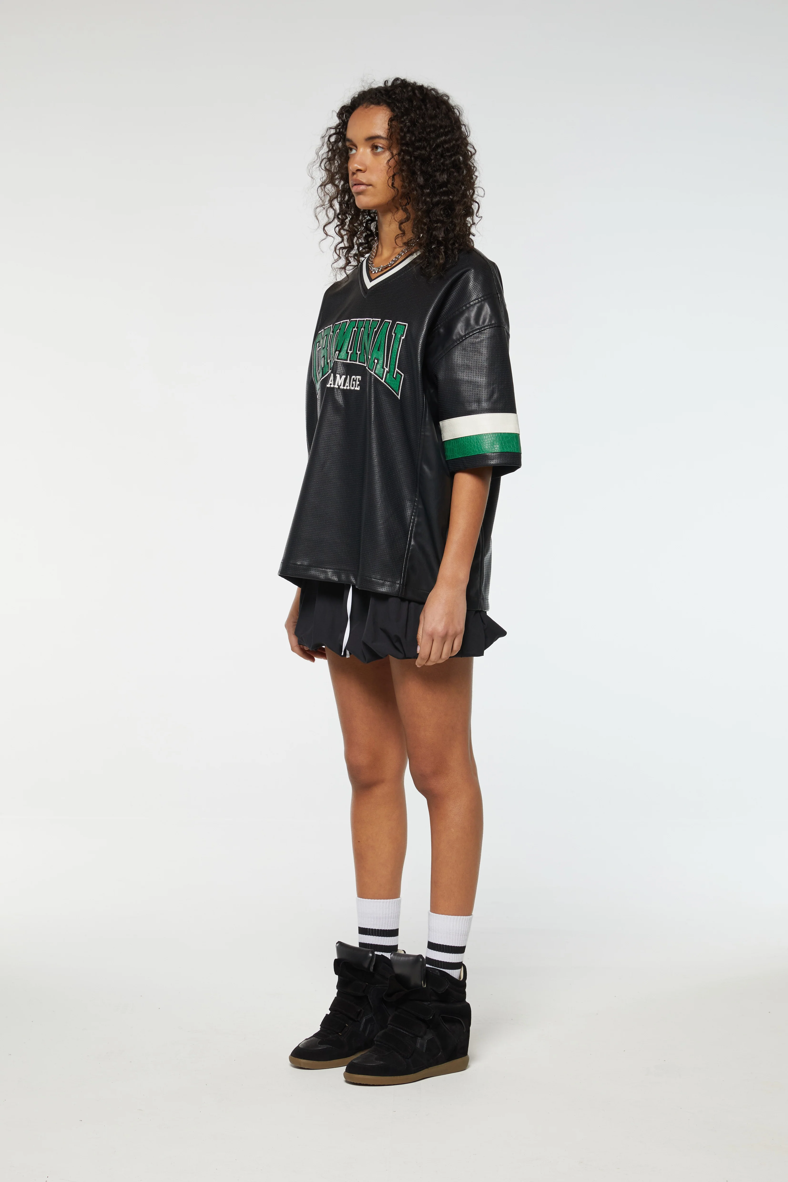 STADIUM LEATHER V NECK TOP - Image 5