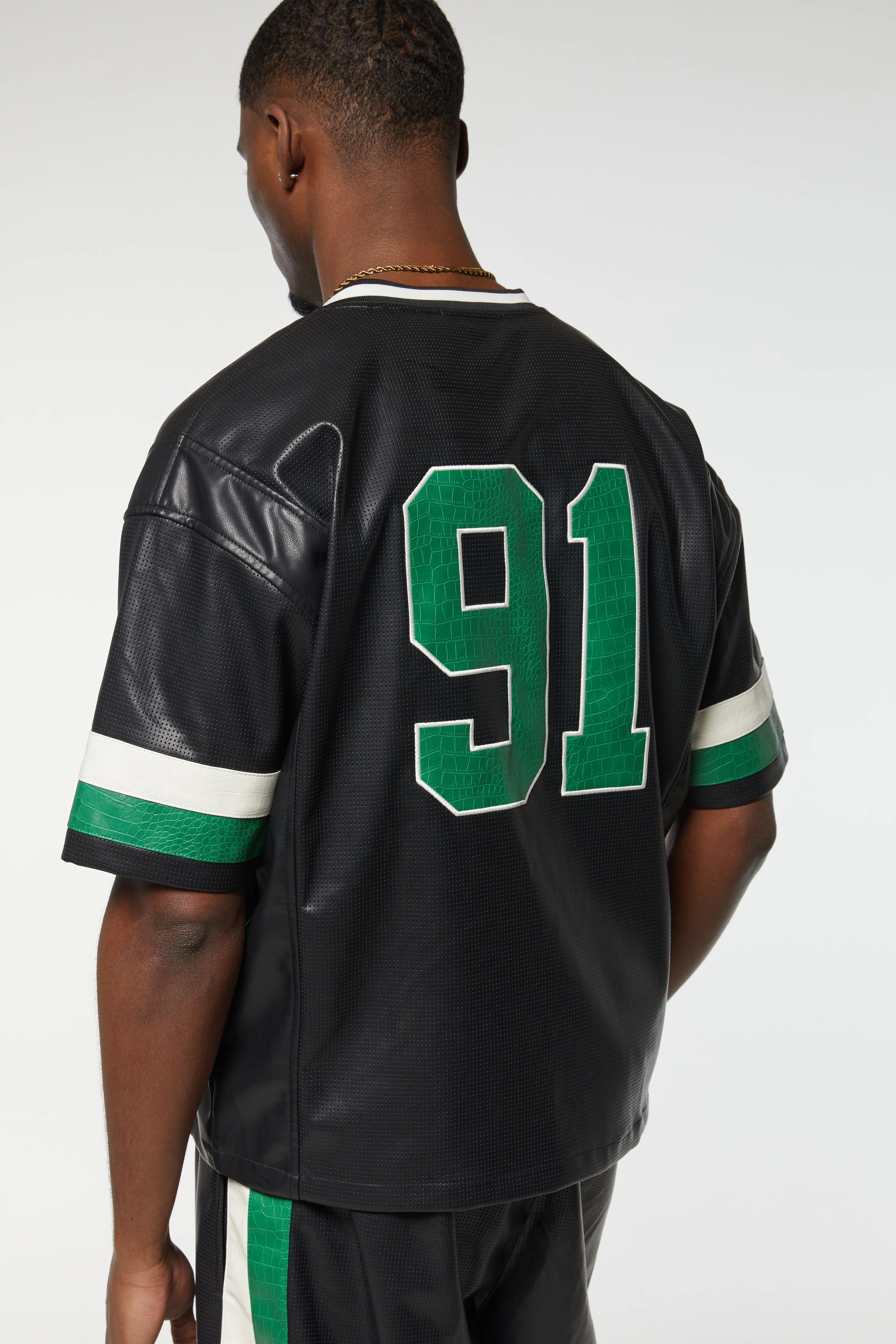 STADIUM LEATHER V NECK TOP - Image 7